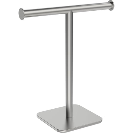 T-Shape Hand Towel Holder Stand, Weighted Base Towel Rack, Countertop Towel Holder for Bathroom, 304 Stainless Steel, Heavy Duty (Brushed Nickel)