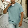 thumbnail image 5 of HBYJLZYG Men's Cotton Linen Blend Henley T-Shirt with 3-Button Placket, Short Sleeve, Raglan Sleeve, Breathable, S-XXXXL for Everyday & Outdoor, 5 of 8