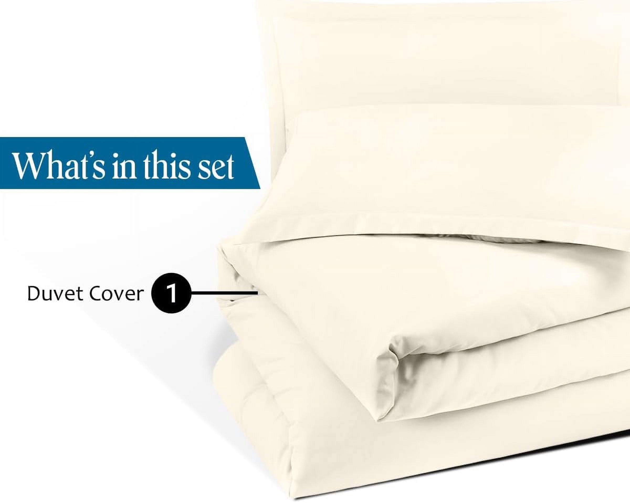 VEGAS HOTEL COLLECTION Classic Egyptian Cotton 1-Piece Duvet Cover { Zippered Closure } 1000 Thread Count- Fabulous Solid Looking Color Ivory - Twin/Twin XL Size