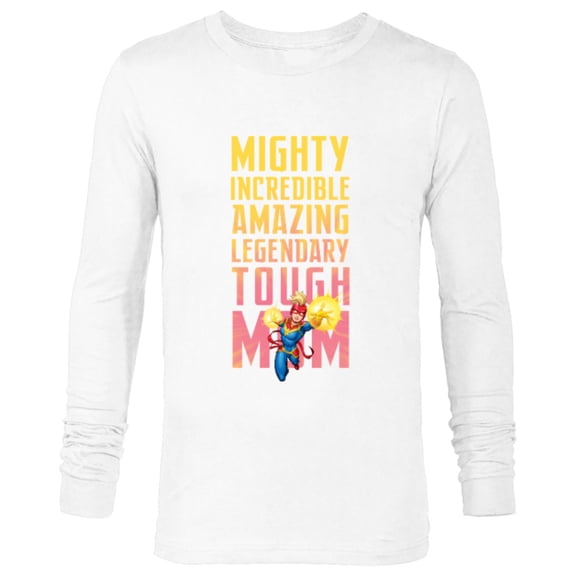Marvel Captain Marvel Mighty Tough Mom Birthday Mother’s Day - Long Sleeve T-Shirt for Men - Customized-White