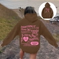 thumbnail image 2 of TrendOFT Womens Bow Graphic Hoodies Cute Oversized Sweatshirt for Girls Pretty Y2K Long Sleeve Hooded Pullover Tops Streetwear Coffee XL, 2 of 8