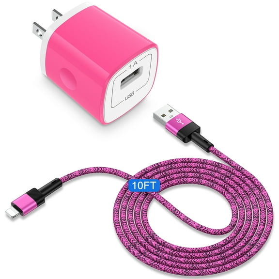 Zacenei iPhone Charger Block,iPhone Charger Cable 10ft Charging Cords and 1Pack USB Wall Charger Block Power Adapter Plug Fast Charging Block USB Charging Cable 10FT Compatible for iPhone 14 13 12 11