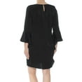 thumbnail image 3 of BAR III Womens Black Ruffled Jewel Neck Above The Knee Party Shift Dress S, 3 of 3
