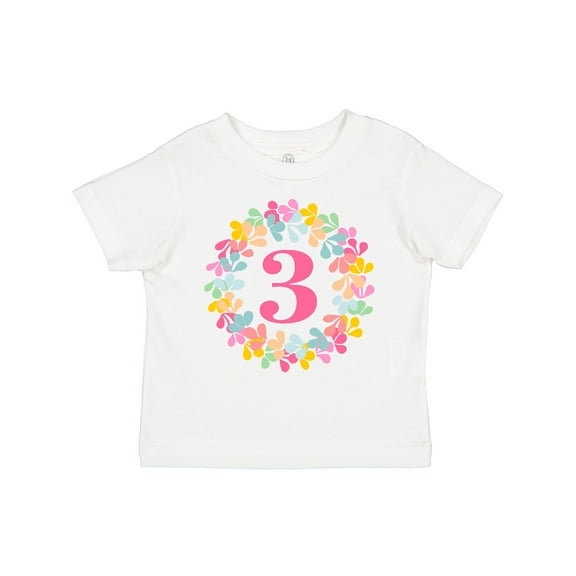 Inktastic 3rd Birthday Flower Wreath 3 Year Old Girl Girls Toddler T-Shirt