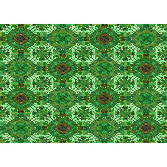 Ahgly Company Indoor Rectangle Patterned LimeGreen Area Rugs, 2' x 4'