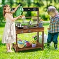 thumbnail image 2 of Costway Kids Mud Kitchen Play Kitchen with Blackboard, Stoves, Removable Sink Natural, 2 of 10