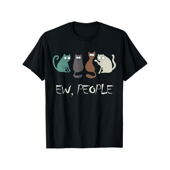 Ew People Funny Black Cat Cute Meowy Kitty Cat Lover Gift T-Shirt, Suitable for All Men And Women Outdoor Short-Sleeved T-Shirts in All Seasons, Ready to Wear 100% Cotton, S-XXXL