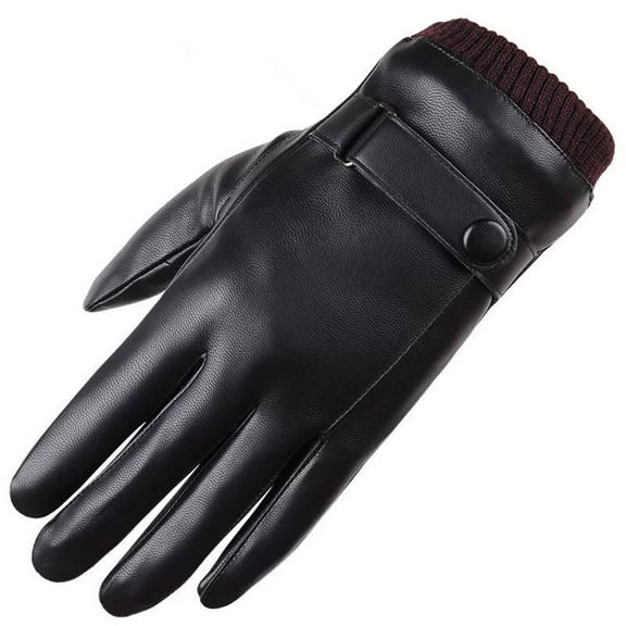 TELOLY Leather Gloves for Men Light But Warm Driving Gloves Men Great for Shoveling Snow Winter Gloves Men Relaxed Fit Black