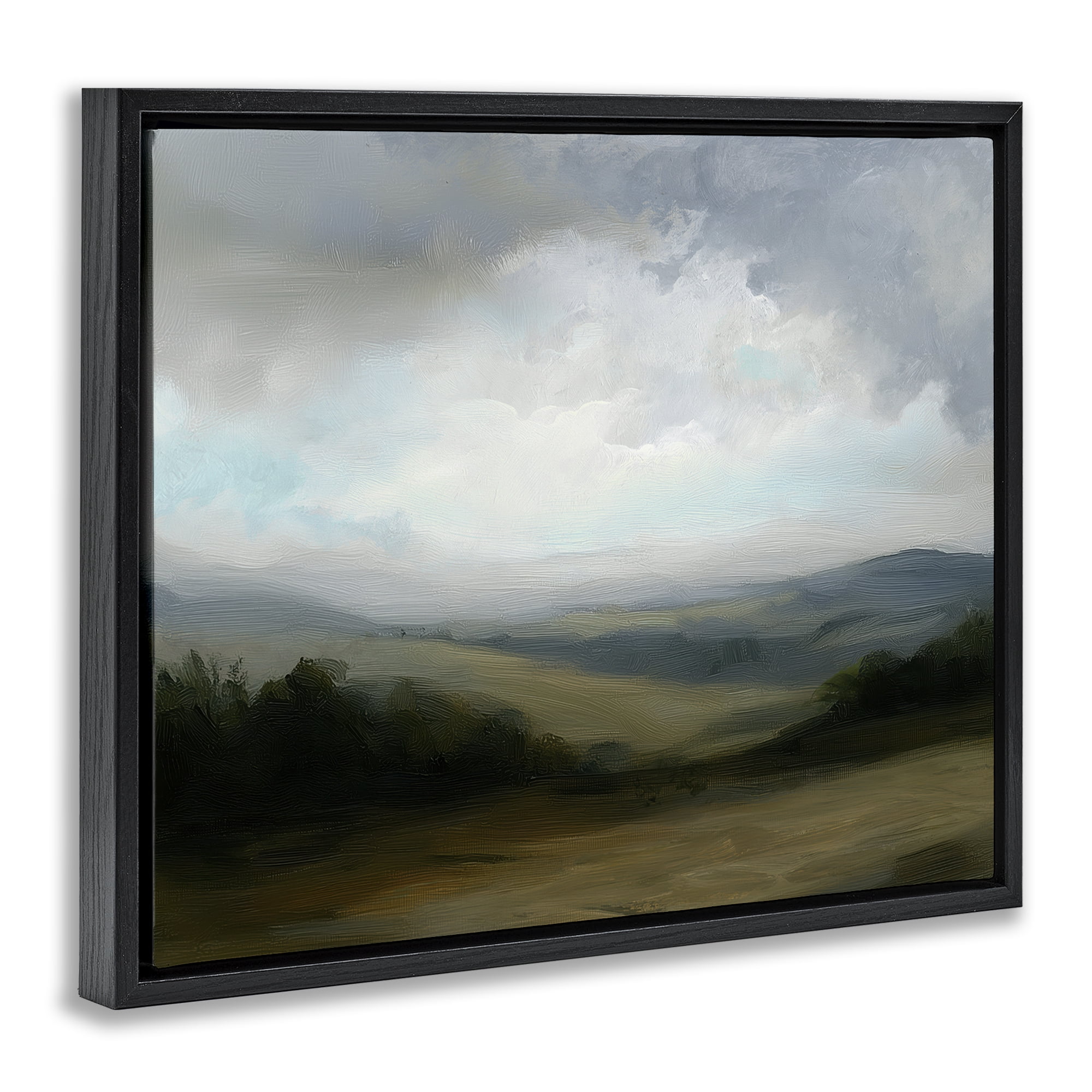 Stupell Industries Refreshed Quiet Rolling Hills Black Framed Floater Canvas Wall Art, design by Annabelle Hall