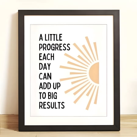 Motivational Office Wall Art Inspirational Quote Poster Progress Each Day Print for School Home Classroom Students Teachers Decor UNFRAMED 16x24