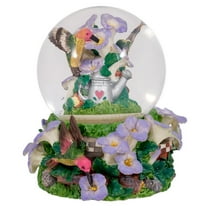 Elanze Designs Hummingbirds Purple Flowers Garden 100MM Music Water Globe Plays Tune A Few of My Favorite Things
