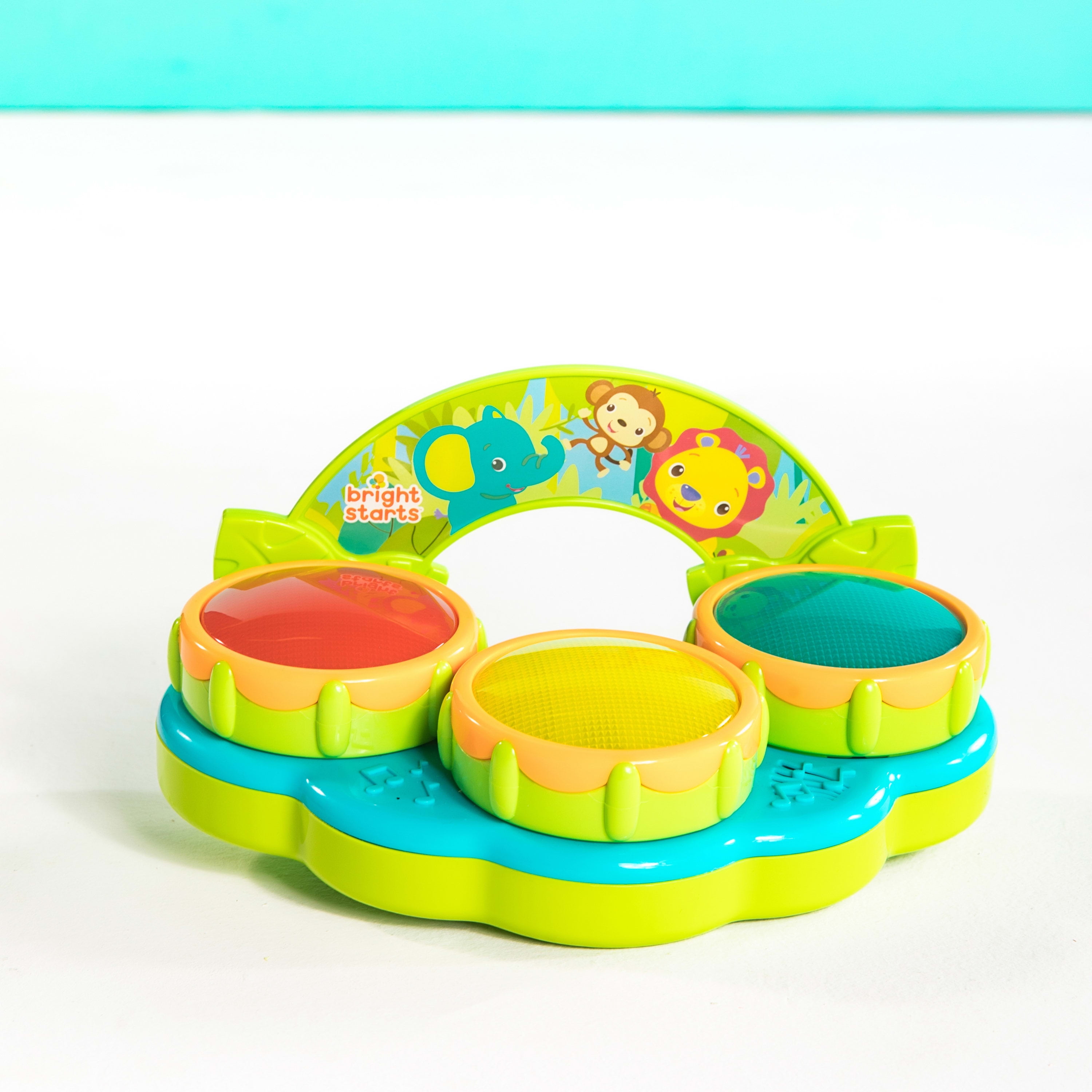 Bright Starts Safari Beats Musical Drum Toy with Lights, Ages 3 Months +,  Infant and Toddler, Unisex 