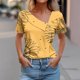 thumbnail image 2 of Top de Verano Mujeres Cuello en V Casual Top de Manga Corta, Ligera Primavera Y Blusa de Verano para las Mujeres, 2 of 5