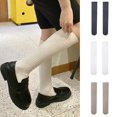 thumbnail image 5 of 1 par de medias de mujer de invierno de Color sólido de algodón hasta la rodilla calcetines moda para chicas Jk calcetines femeninos estudiante japonés, 5 of 5