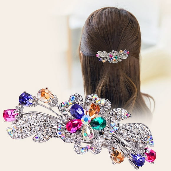 FORYULIK Vintage Rhinestone Wedding Hair Clip Cz Hair Barrettes Purple Barrette Cz Hairclip Decorative Headwear Wedding Headpieces