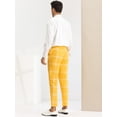 thumbnail image 5 of Unique Bargains Men's Business Plaid Pants Casual Slim Fit Flat Front Checked Trousers 34 Yellow, 5 of 6