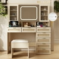 thumbnail image 2 of Ktaxon Large 47.24" Makeup Vanity Table Set with Hidden Storage, 7-Drawer Dressing Table, Bedroom Makeup Table, Natural, 2 of 10