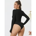 thumbnail image 2 of Unique Bargains Women's Casual Stand Neck Long Sleeve Slimming Zip Front Bodysuit M Black, 2 of 6