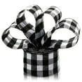 thumbnail image 3 of Linyer Christmas Linen Wired Ribbon Accessory Plaid Burlap Fabric Xmas Checkered Decoration Holiday Crafts Wrapping Black White 15m, 3 of 8