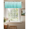 thumbnail image 2 of Geometric Turquoise Ombre Curtain Valances for Windows, Modern Gradient White Ocean Striped Kitchen Valance Window Treatment, Light Filtering Block Curtains for Bathroom/Bedroom/Living Room 42''x18'', 2 of 9