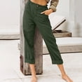 thumbnail image 2 of Summer Capri Pants for Women, Women's Cotton Linen Button Cropped Pants Ankle Soild Color Trousers with Pockets, 2 of 6