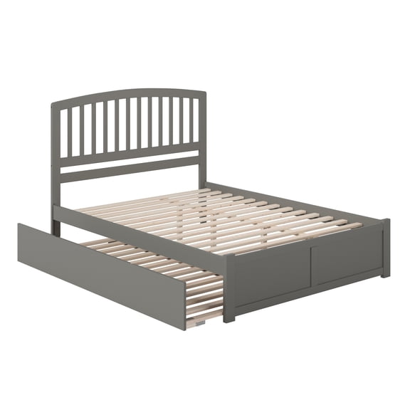 AFI Richmond Queen Wood Platform Bed with Headboard Footboard & Twin XL Trundle, Grey