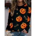 thumbnail image 3 of Women's Halloween Pumpkin Print Sweatshirt - Casual Long Sleeve Pullover for Comfortable and Stylish Look, 3 of 5