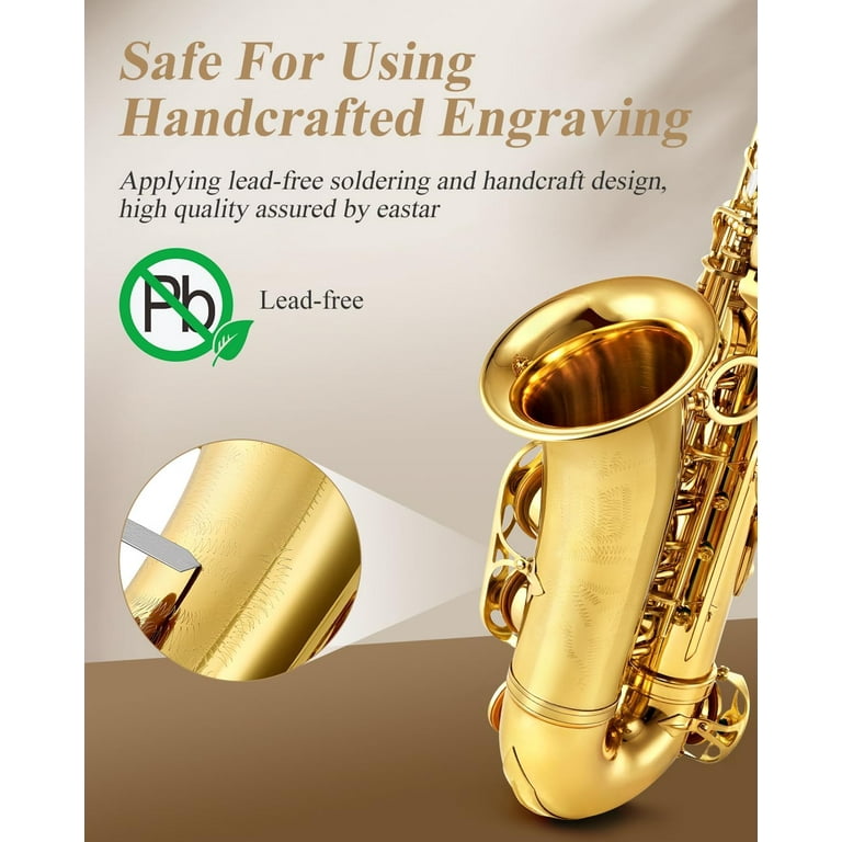 Eastar Alto Saxophone E Flat Gold Lacquer, Beginner Full Kit Eastar Alto Saxophone E Flat Gold Lacquer, Beginner Full Kit