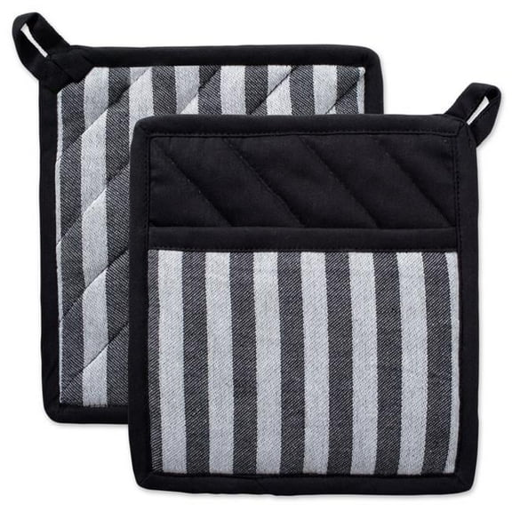 Black & White Stripe Pot Holder Set of 2