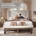 thumbnail image 3 of VanAcc King Size Bed Frame with 65" Tall Headboard, Upholstered Wingback Platform Design, Solid Wood Legs, Grey, 3 of 9
