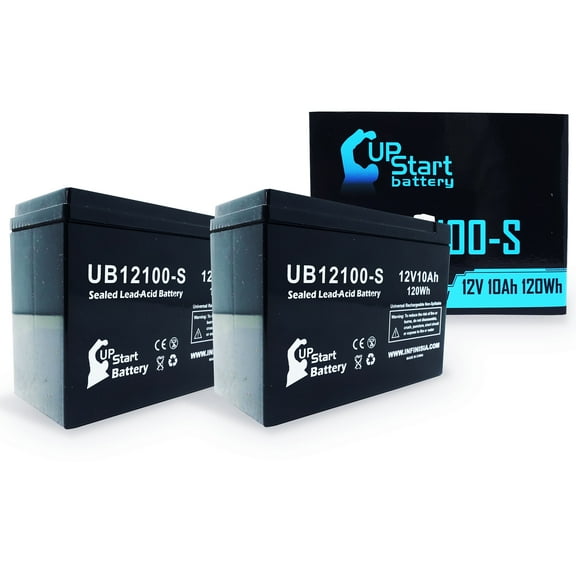 2x Pack - Compatible Kung Long WP10-12 Battery - Replacement UB12100-S Universal Sealed Lead Acid Battery (12V, 10Ah, 10000mAh, F2 Terminal, AGM, SLA)