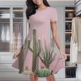 thumbnail image 2 of Cactus Plant Minimalist Art Women's Classic Swing Skater Dress Casual Work Party Cocktail Dresses, 2 of 6