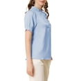thumbnail image 5 of INSPIRE CHIC Women's Ruffled Button Down Shirt Short Sleeves Solid Work Office Blouse M Light Blue, 5 of 7