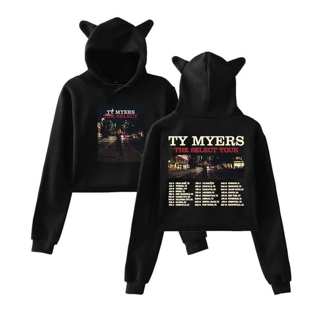 Ty Myers The Select Tour Sudadera con capucha con orejas de gato para mujer, Top de manga larga, ropa para mujer