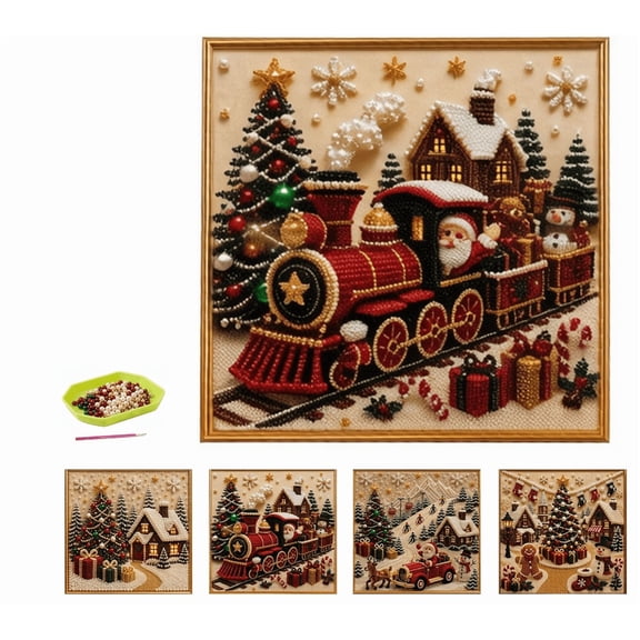 Premium 3D Pearl Christmas Wall Art Kit, DIY 3D Pearl Diamond Painting Craft Set, Creative Handmade Holiday Decor Gift for Craft Lovers