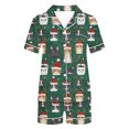 thumbnail image 4 of VBTAPA Womens Christmas Pajama Shorts Set Plaid Xmas Tree Printed Short Sleeve Button Down Shirts and Shorts Matching Lounge Pj Sets Holiday Sleepwear Multicolor#23 XXL, 4 of 7