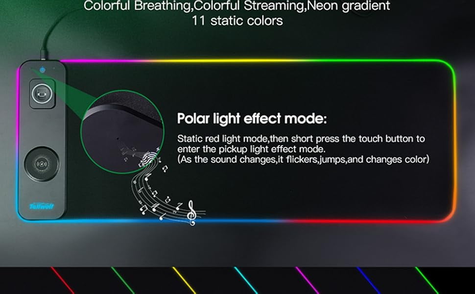 XIHAMA 3 in1 Wireless Charging RGB Gaming Mouse PAD, 15W 10 Light Modes, 800*300*4mm LED Magnetic Wireless Charging Mouse, Pad Desk Pad, Illuminated Mouse Pad for Ql Wireless Standard Phones/Watches