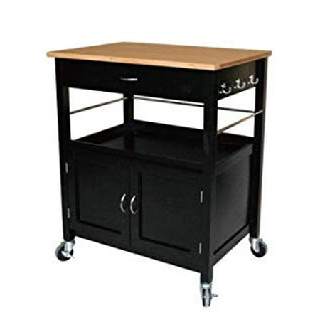 Kitchen Butcher Block Carts - eHemco Kitchen Island Cart Natural Butcher Block Bamboo Top with Black Base