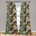 thumbnail image 2 of Tropical Window Curtains, Peacock Bird with Exotic Leaves Flowers Retro Style Illustration, Lightweight Decor 2-Panel Set with Rod Pocket, Pair of - 28"x63", Earth Yellow and Jade Green, by Ambesonne, 2 of 3
