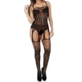 thumbnail image 1 of Body de malla para mujer con entrepierna abierta y medias de nailon., 1 of 8