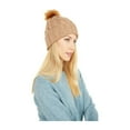 thumbnail image 2 of UGG Women's Knit Cable Beanie Faux Fur Pom in Camel, O/S US, 2 of 5