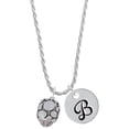 thumbnail image 1 of Delight Jewelry Silvertone Flat Pebbles Spinner Silvertone Script Initial Disc - B - Charm Necklace, 20"+3", 1 of 4