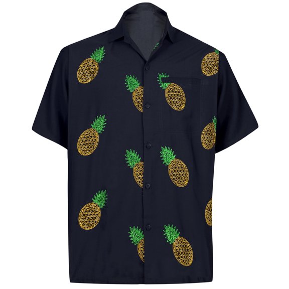 HAPPY BAY Men's Beach Summer Button Down Short Sleeve Untucked Casual Shirt With Pocket Solid Oxford Shirts for Men 3XL Mary Navy Blue_W854