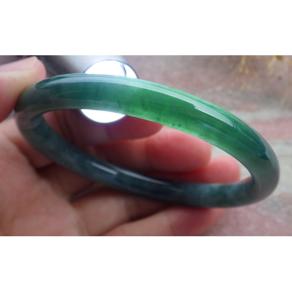 Certified Green Burma 100% Natural A JADE Jadeite Circle Bangle Bracelet 59 mm 671192 TN
