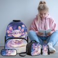 thumbnail image 2 of Bulopur Girls 17 Inch Backpack 4 Piece Purple Starry Reading Axolotl Print School Bookbag with Lunch Bag, Water Bottle Sleeve and Pencil Case for Girls Aged 6-12, 2 of 8