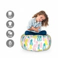 thumbnail image 2 of Pineapple Storage Toy Bag Chair, Colorful Doodle Food Design with Abstract Patterns Stripes Dots and Rhombuses, Stuffed Animal Organizer Washable Bag, Large Size, Multicolor, by Ambesonne, 2 of 3