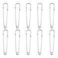 thumbnail image 2 of Spencer 10PCS Large Safety Pins, 3 Inch Heavy Duty Safety Pins Assorted, Big Safety Pins for Clothes, Metal Spring Lock Pins for Blanket Crafts Skirts Kilts Brooch Making, Silver, 2 of 9