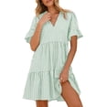 thumbnail image 5 of Busydd Womens Dresses S-3XL with Pockets Striped Summer Spring Dresses V Neck Short Sleeve Casual Dress Trendy Flowy Pleated Sundress XL, 5 of 9