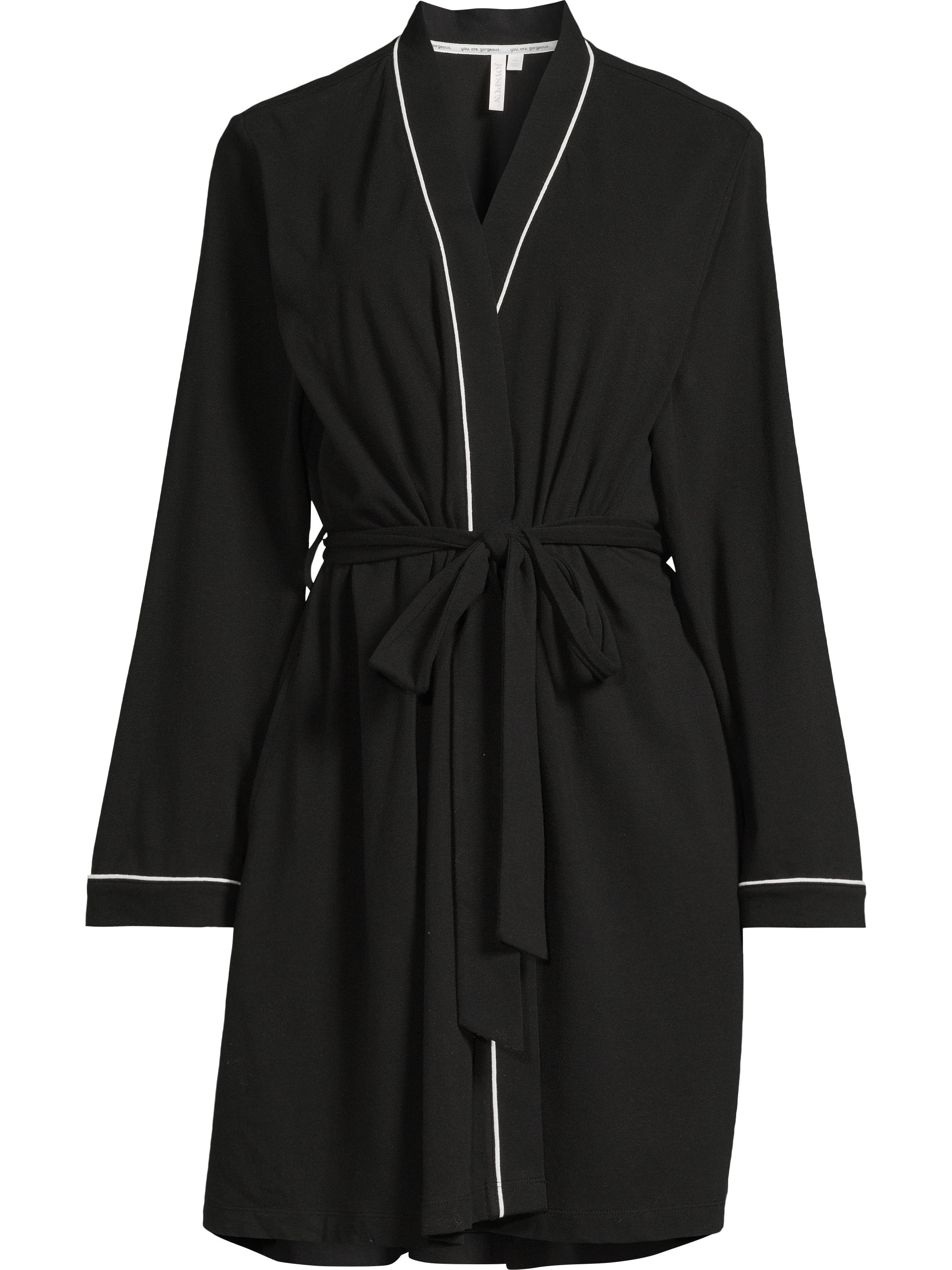 Joyspun Women's Cotton Blend Knit Wrap Robe, Sizes S to 3X