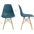 thumbnail image 2 of CQAOE Mid-Century Modern Dining Chairs Set of 4, Ergonomic Shell Plastic Side Chairs with Wood Legs, Versatile for Kitchen, Dining Room, Bedroom, Living Room (Dark Green), 2 of 9